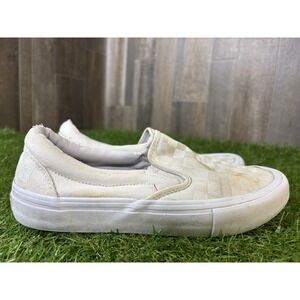 Vans Slip-On Pro Checkerboard White Canvas Shoes Women's Size 7.5‎